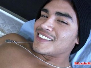 Latino jerking off his big uncut dick