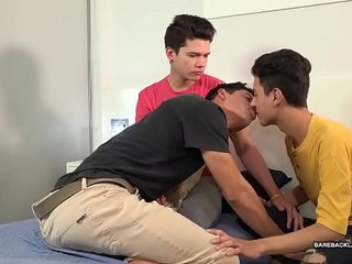 Three boys fucking bareback